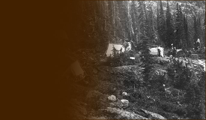 Tent camp on mountainside. Photo BCMC Archives 36-9.